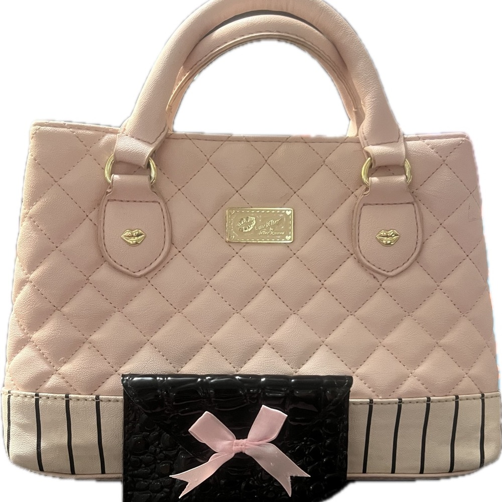 BETSEY JOHNSON LUV BETSEY Elegant Pink Quilted Handbag mini w/card holder